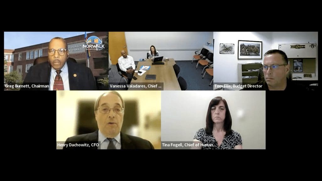 Norwalk CFO Henry Dachowitz is shown in a screencapture.